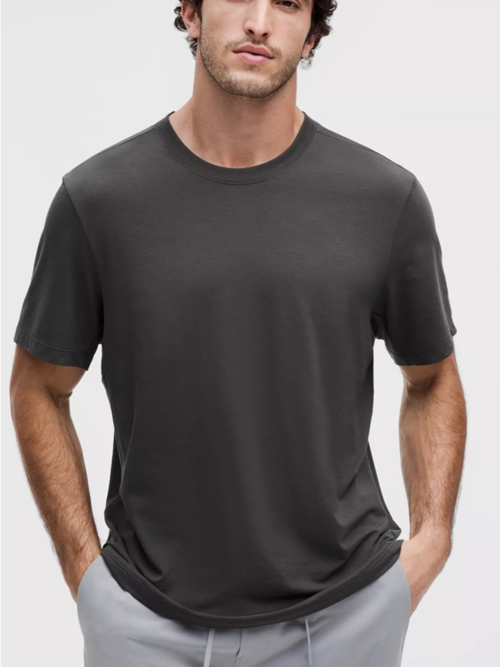 Gray LuLuLemon Zeroed In Short Sleeve GGRE Men's Crewneck T-Shirt